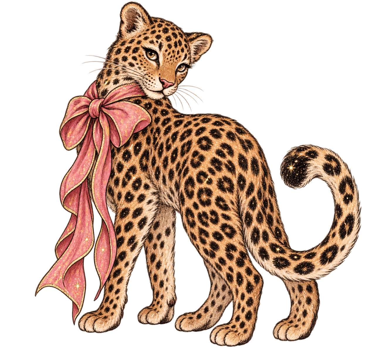 Dear Sinner’s leopard wearing a pink bow